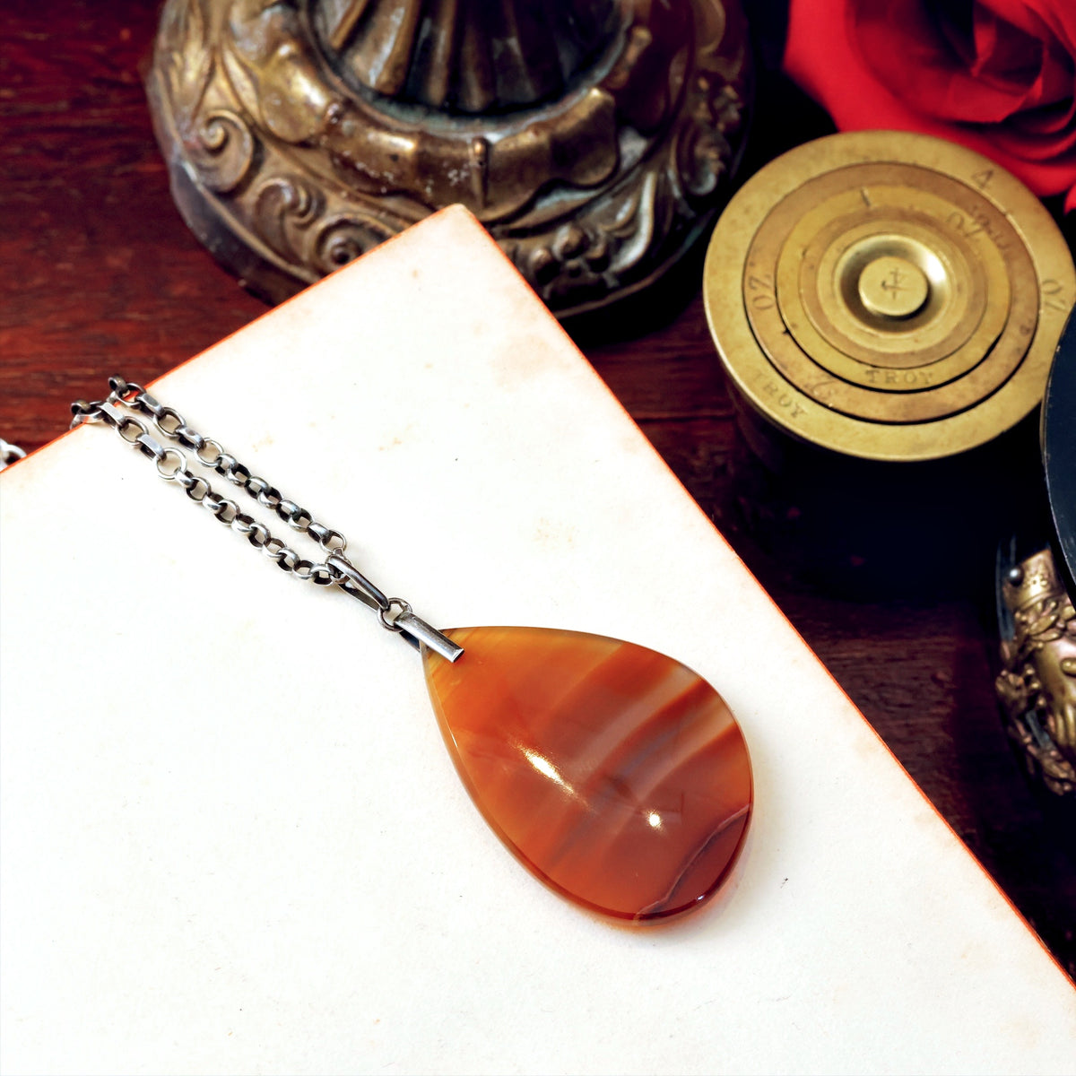 Vintage Red Banded Scottish Agate Pendant