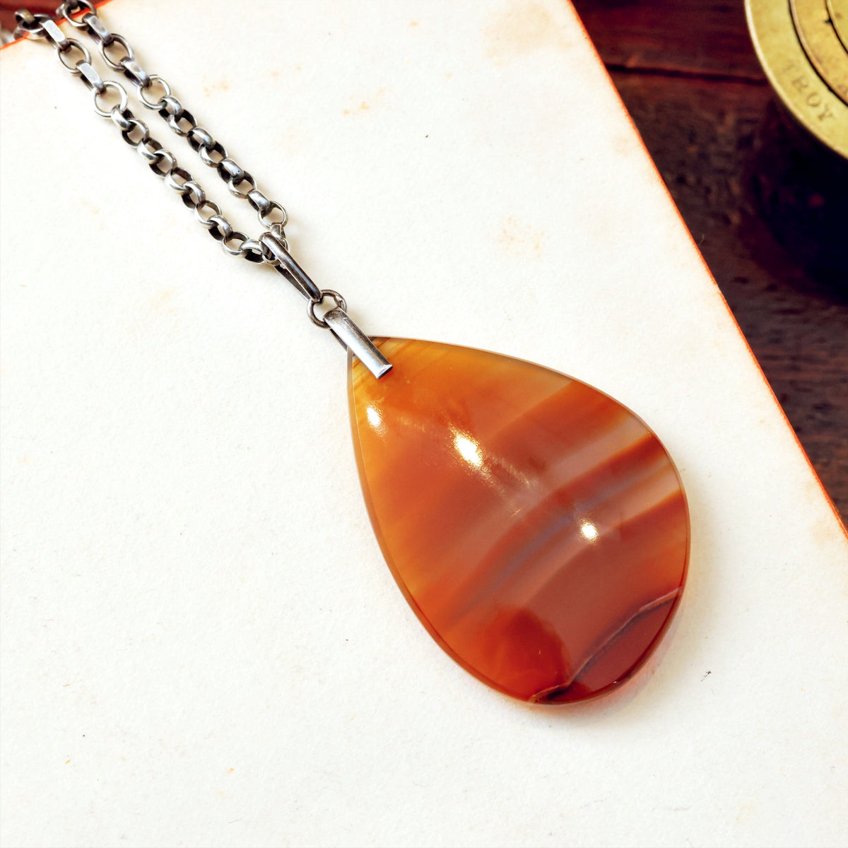Vintage Red Banded Scottish Agate Pendant