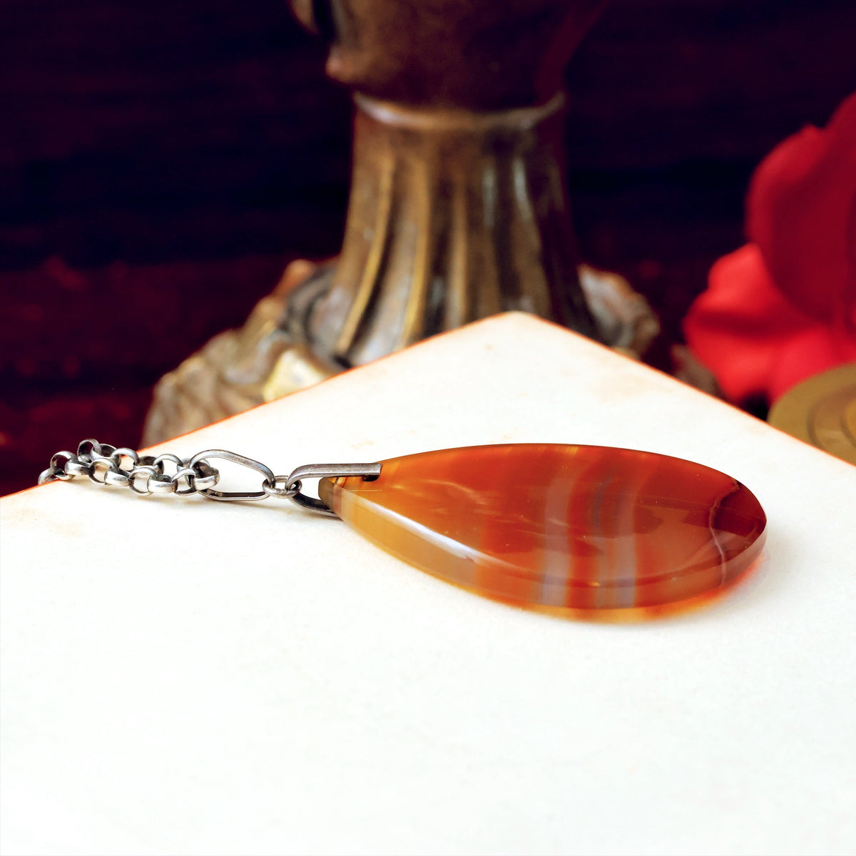 Vintage Red Banded Scottish Agate Pendant