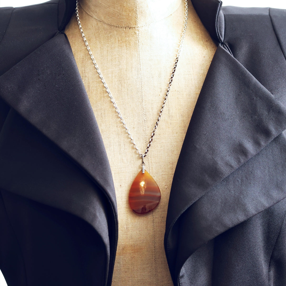 Vintage Red Banded Scottish Agate Pendant