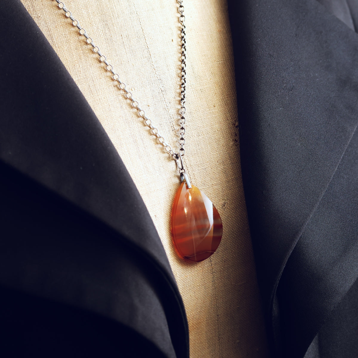 Vintage Red Banded Scottish Agate Pendant