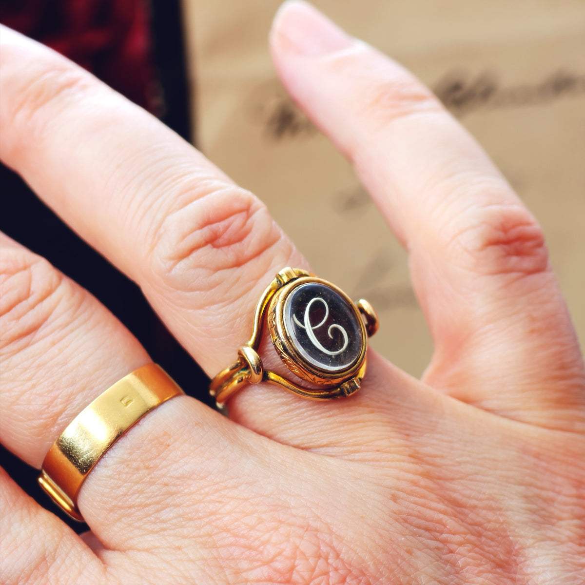 Circa 1862 Mourning Ring for Caroline Giesler