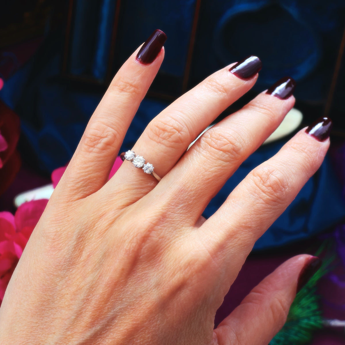 Vintage 1930's Platinum & Diamond Trilogy Engagement Ring