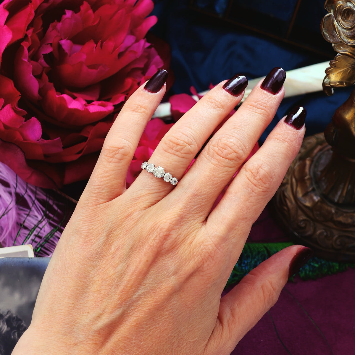 Splendid Antique Five Stone Diamond Engagement Ring