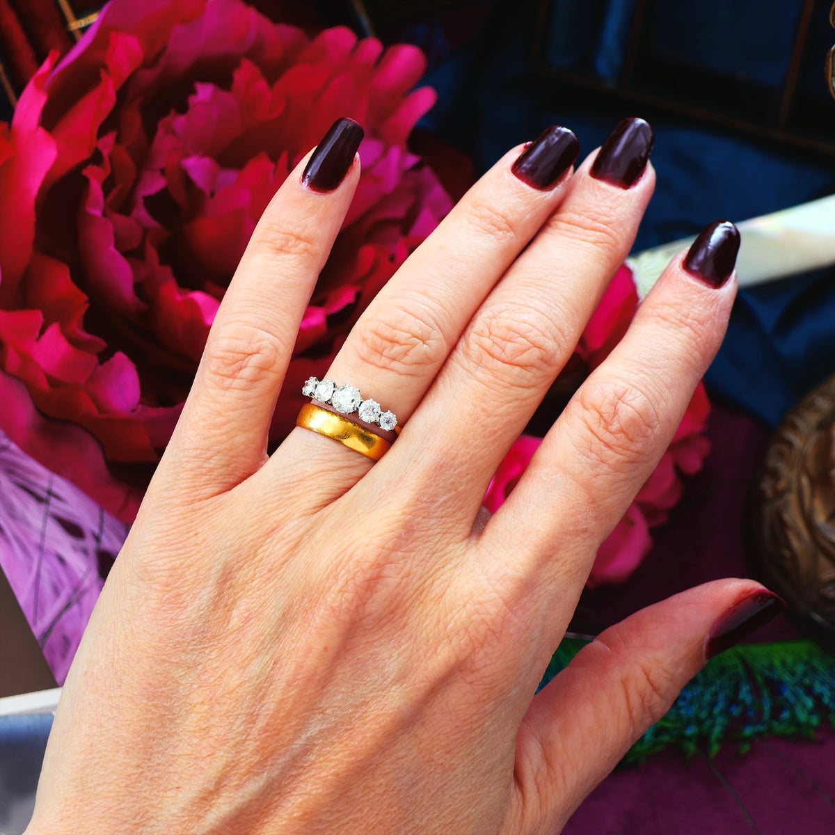 Splendid Antique Five Stone Diamond Engagement Ring