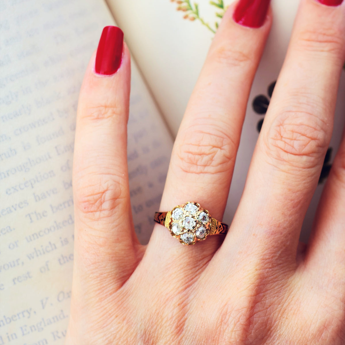 Circa 1870's, Antique Victorian Diamond Cluster Ring