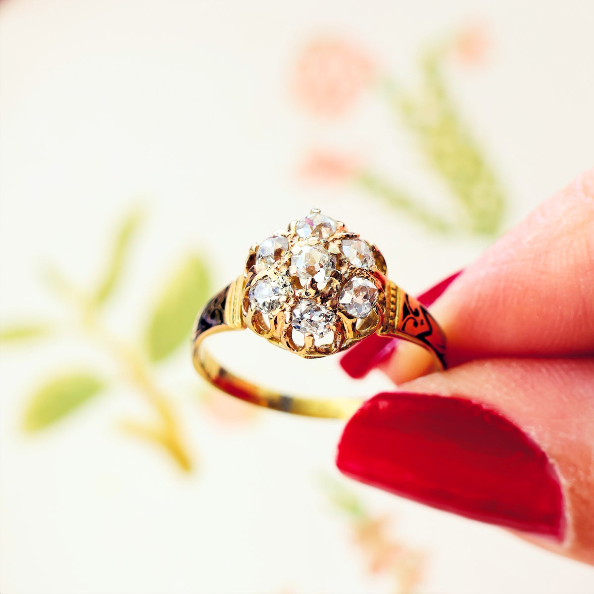 Circa 1870's, Antique Victorian Diamond Cluster Ring