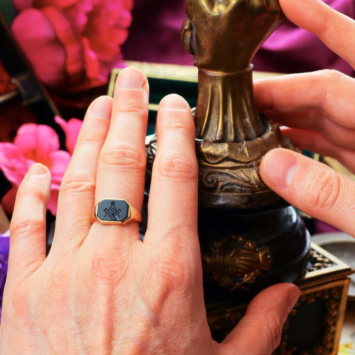 Antique Date 1911 Masonic Intaglio Seal Ring