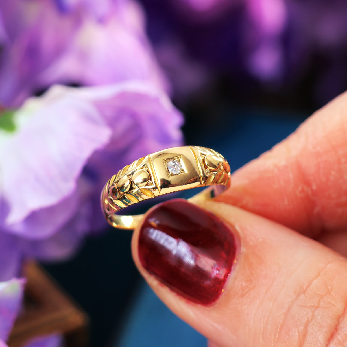 Adorable Antique Hand Cut Diamond Band Ring