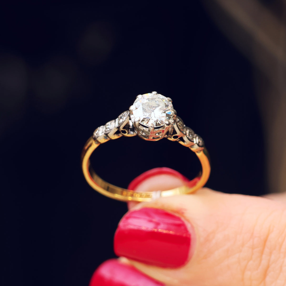 Splendid Vintage .80ct Diamond Engagement Ring