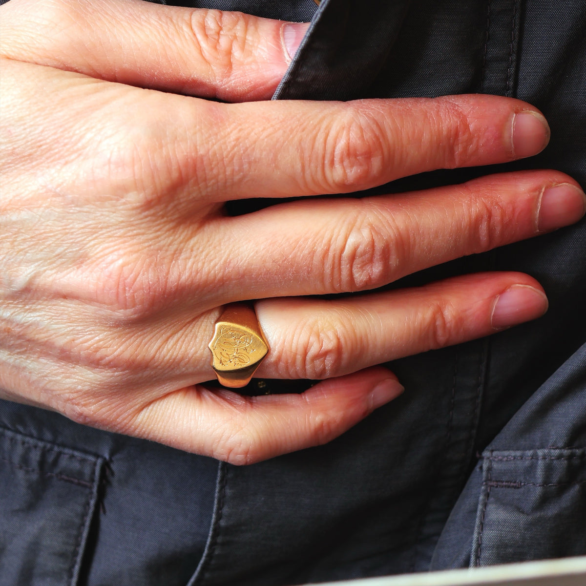 Antique Date 1907 Shield Signet Ring