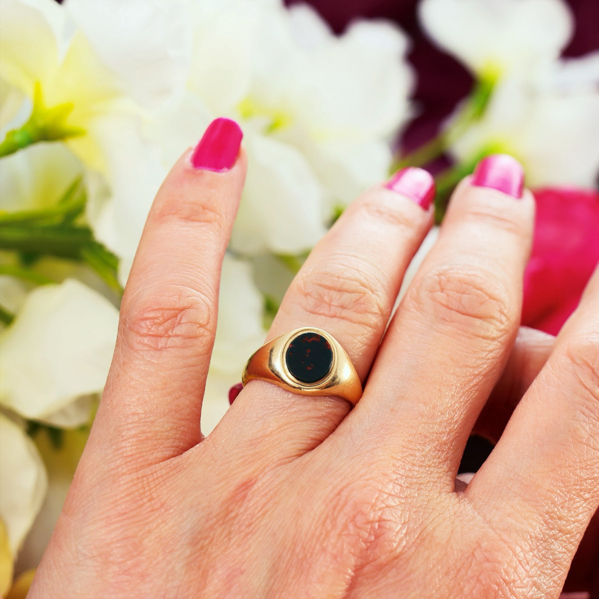 Vintage Date 1938 Bloodstone Signet Ring