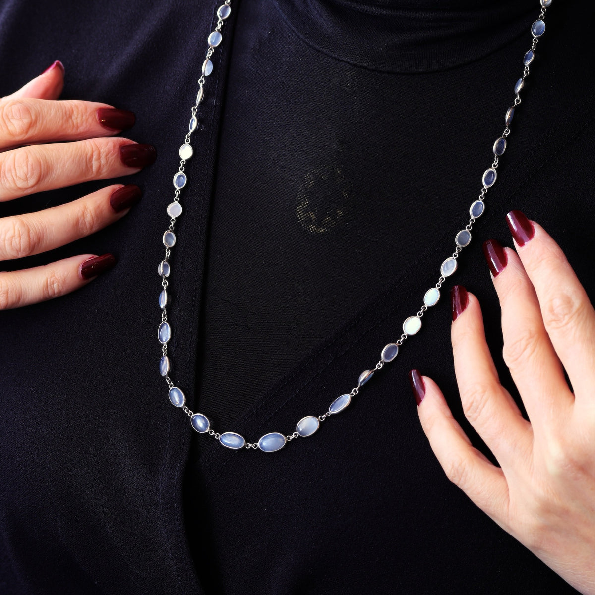 Vintage Chain Necklace of Moonstones