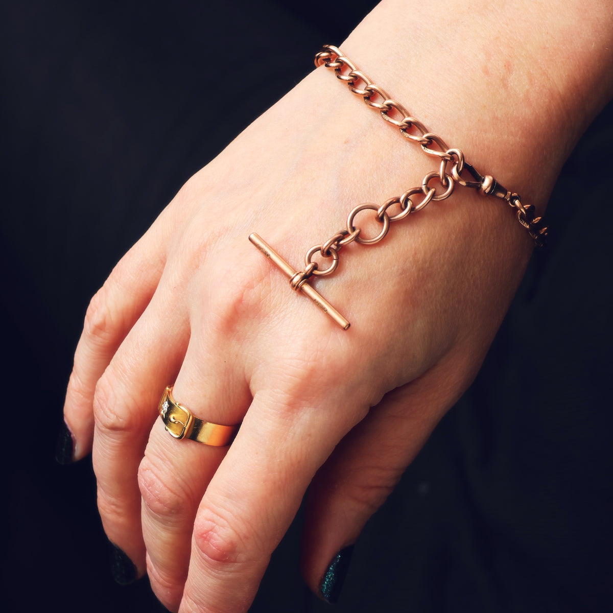 Date 1910 9ct Rose Gold Watch Chain Bracelet