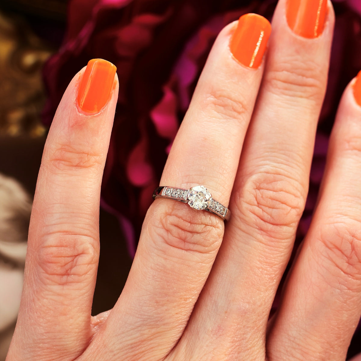 Vintage Recycled Hand Cut Diamond Engagement Ring