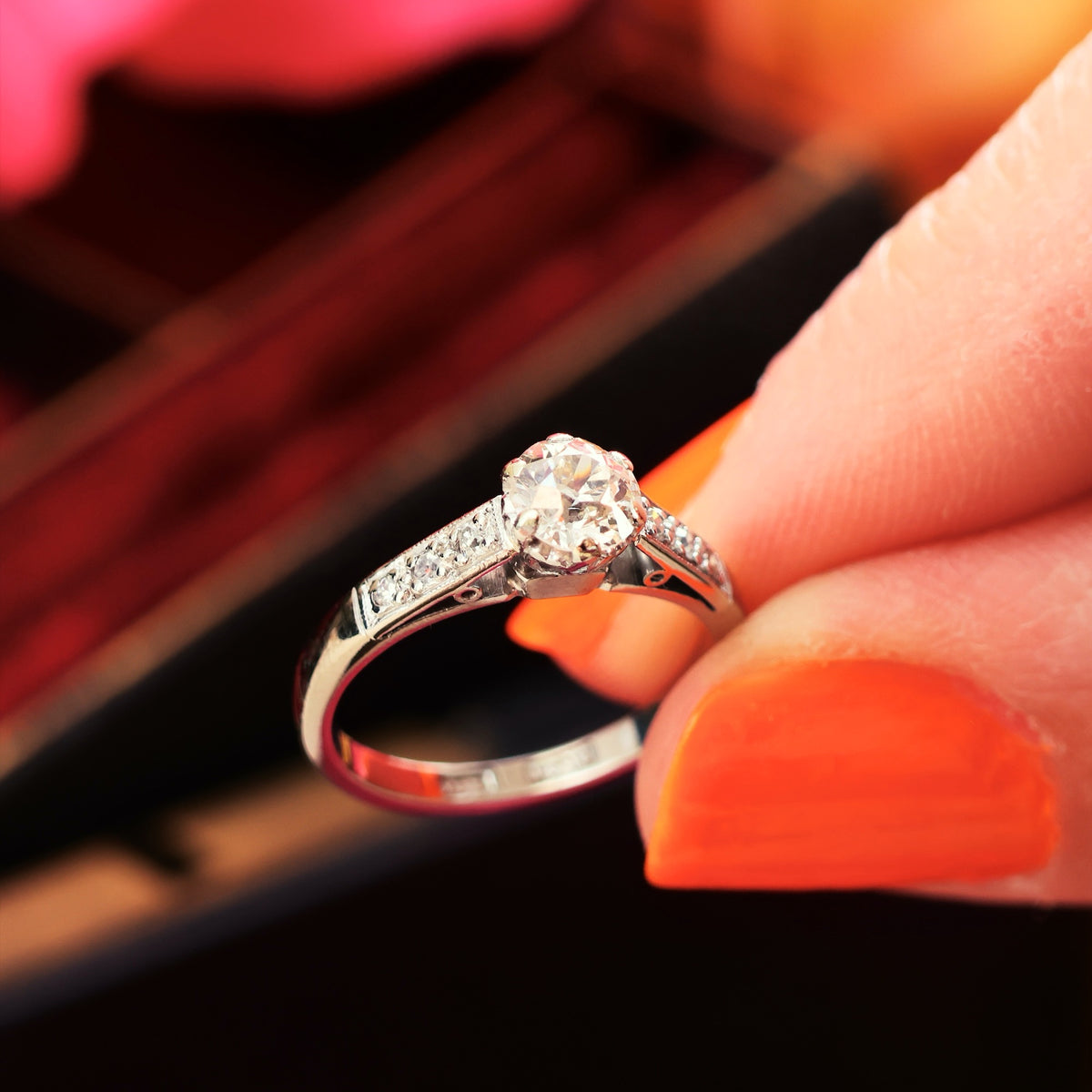 Vintage Recycled Hand Cut Diamond Engagement Ring