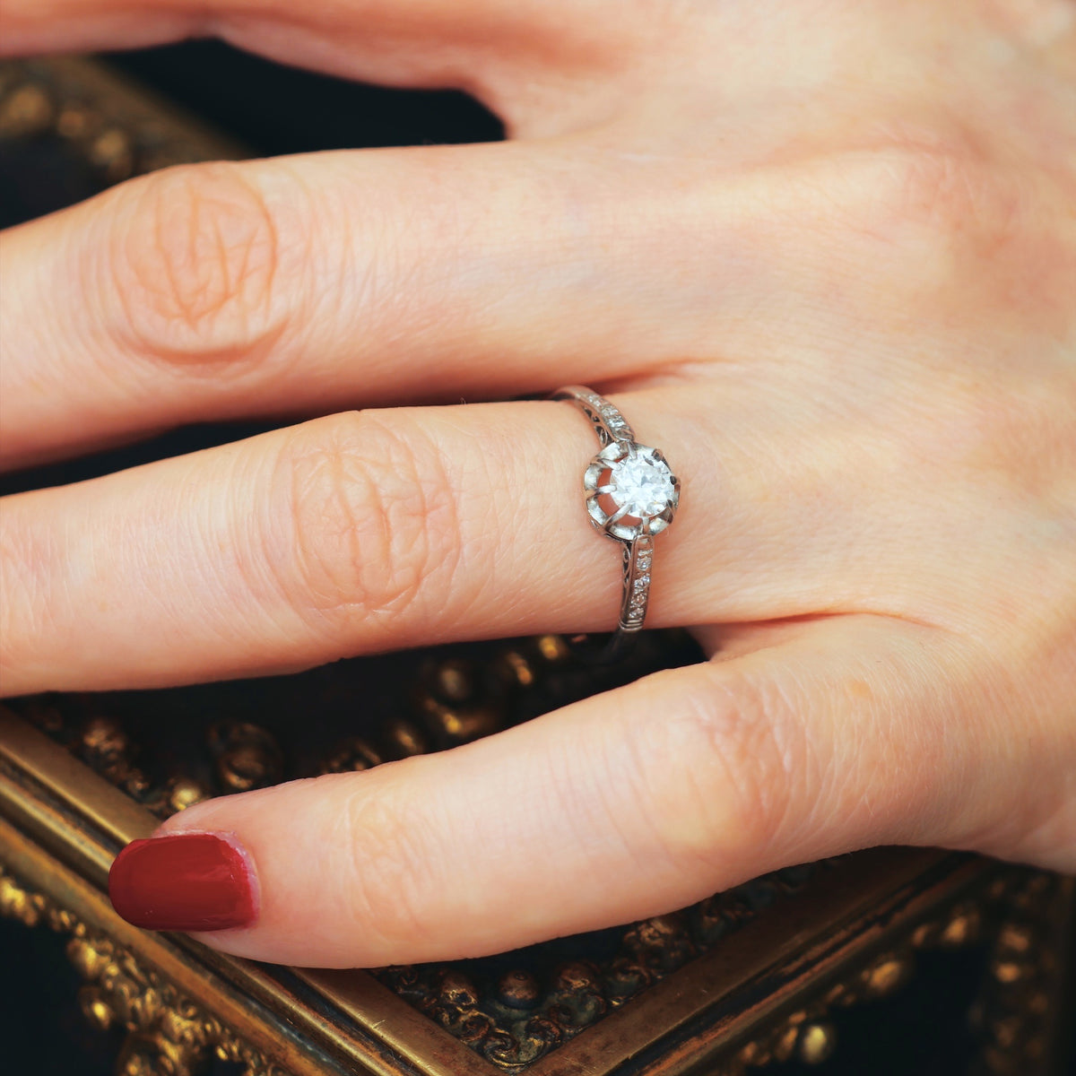 Vintage Art Deco Platinum Diamond Engagement Ring