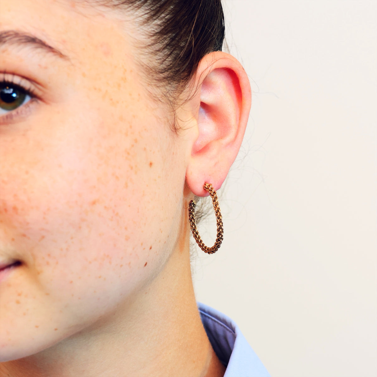 Amazing! Vintage 1970's Woven Gold Hoop Earrings