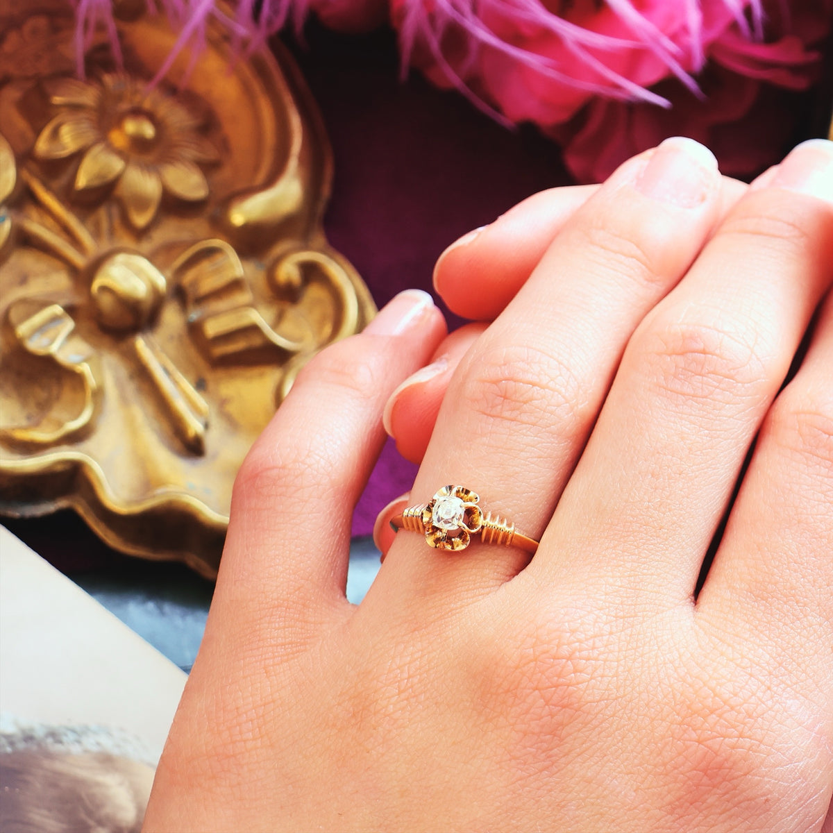 An Unusual Antique Gothic Diamond Engagement Ring