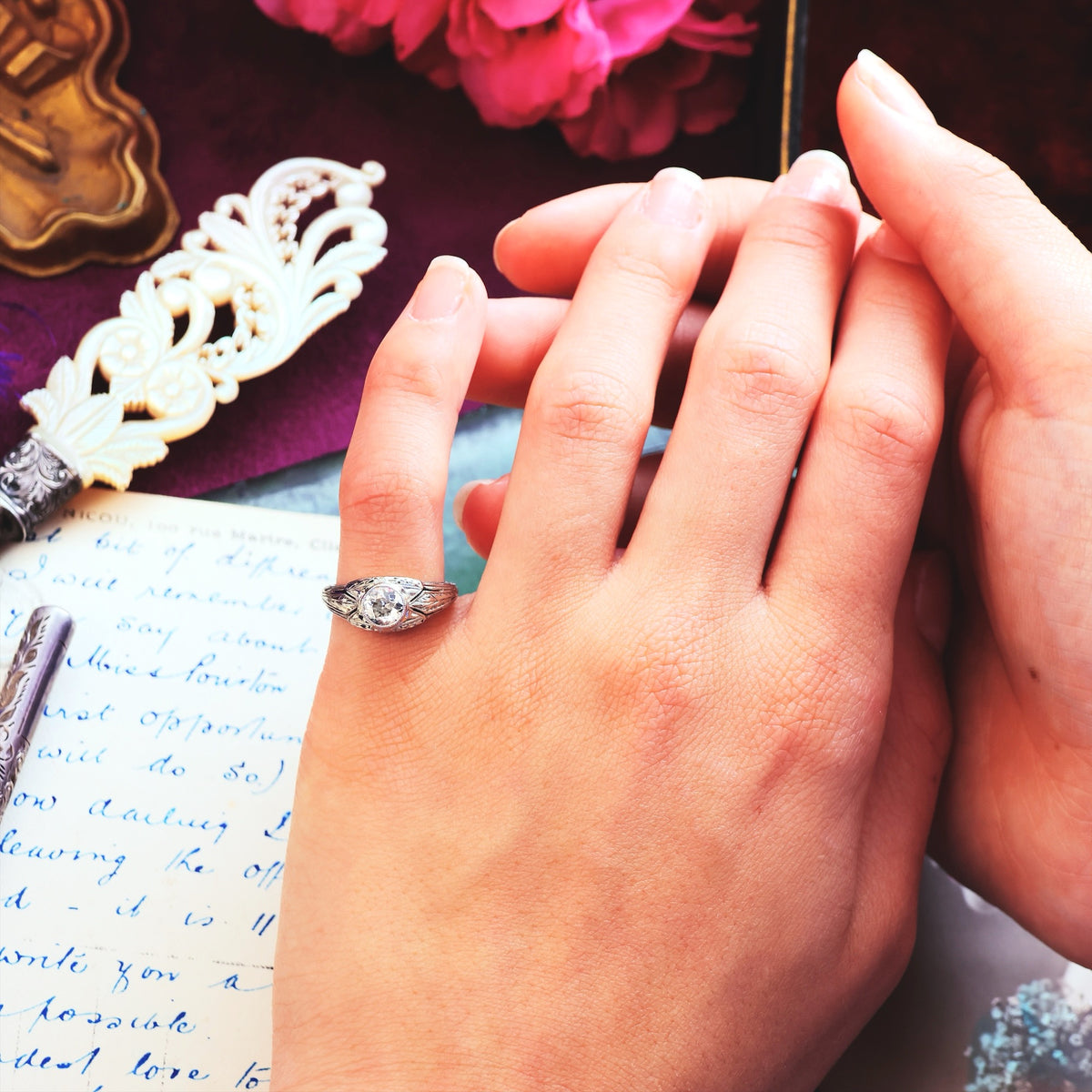 Fabulous Vintage Filigree Diamond Engagement Ring