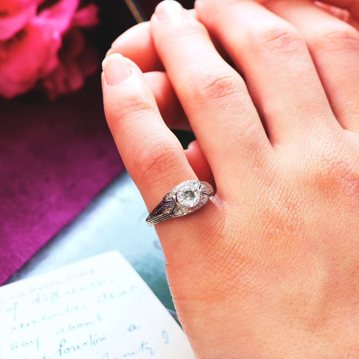 Fabulous Vintage Filigree Diamond Engagement Ring