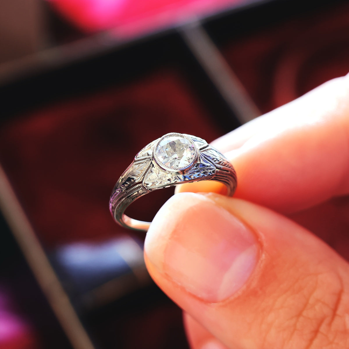 Fabulous Vintage Filigree Diamond Engagement Ring