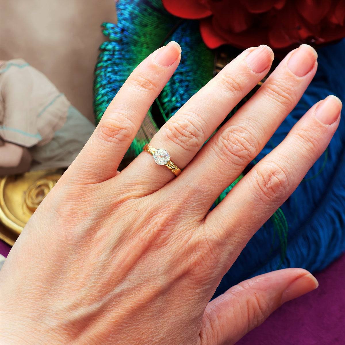 Awesome 1.35ct Mine Cut Diamond Engagement Ring