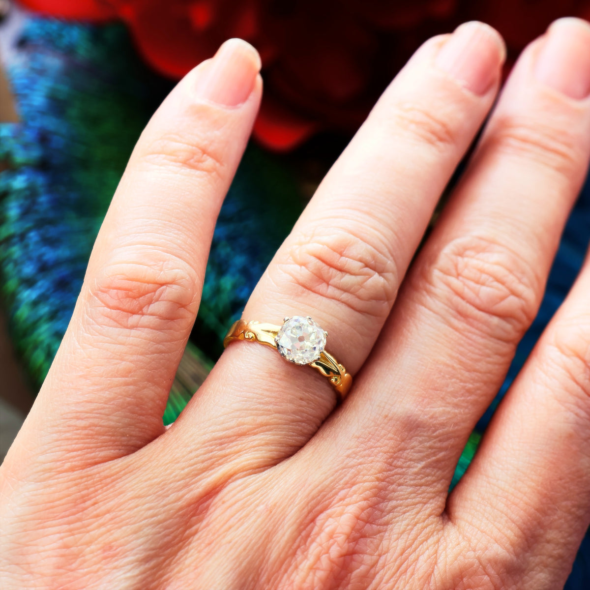 Awesome 1.35ct Mine Cut Diamond Engagement Ring