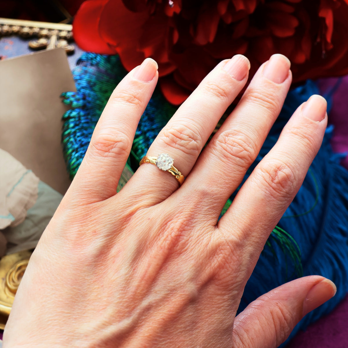 Awesome 1.35ct Mine Cut Diamond Engagement Ring