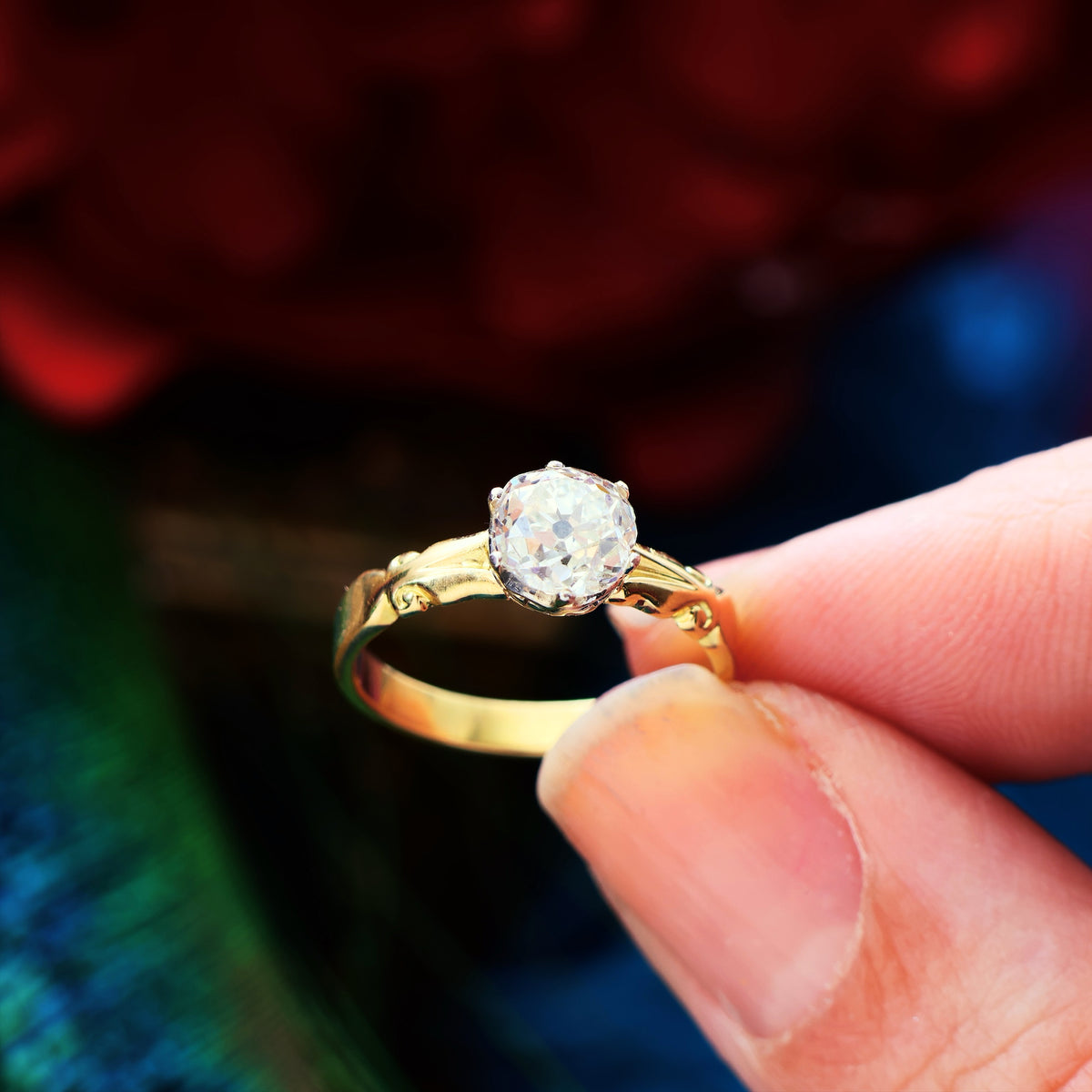 Awesome 1.35ct Mine Cut Diamond Engagement Ring