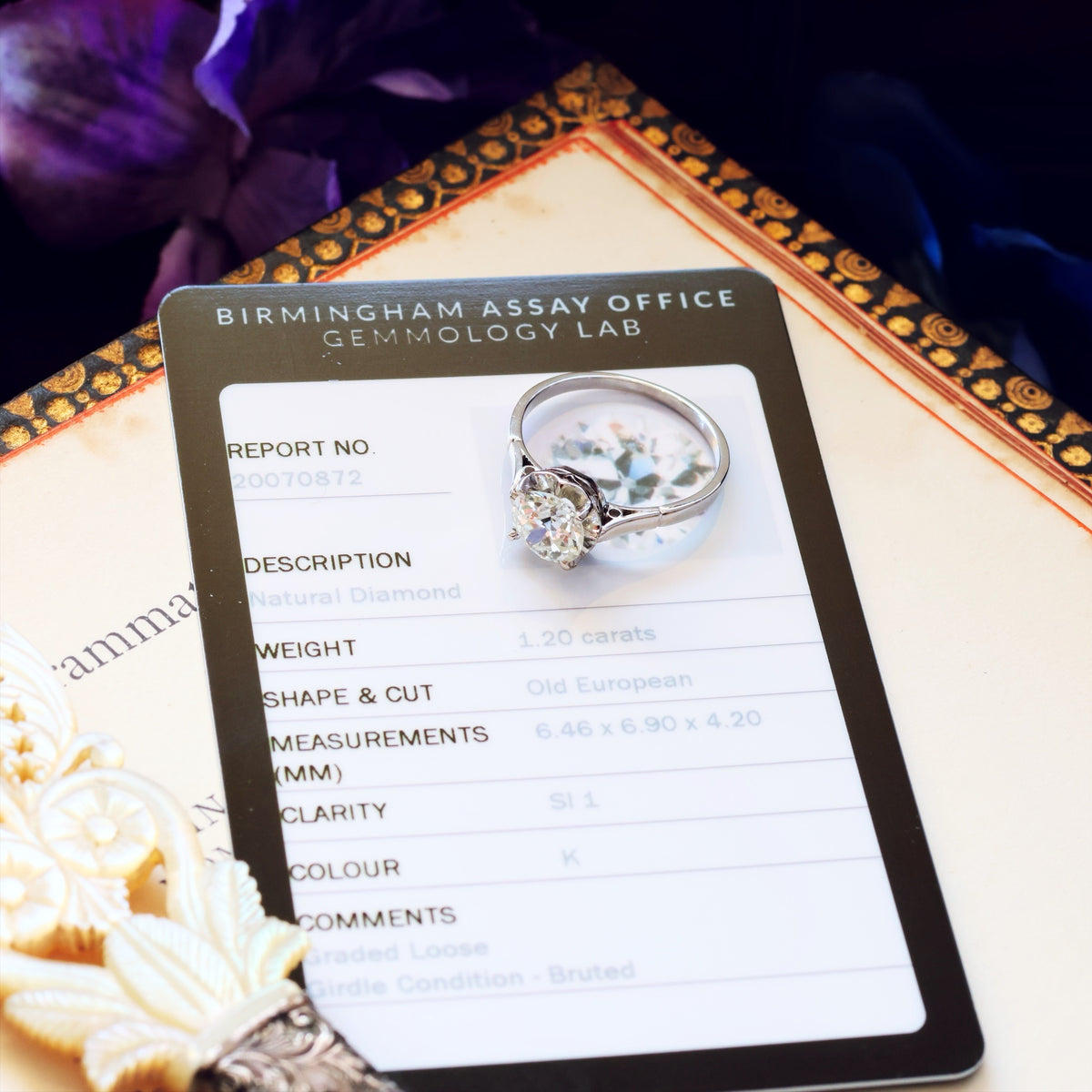 Lovely Certificated 1.20ct Hand Cut Diamond Engagement Ring