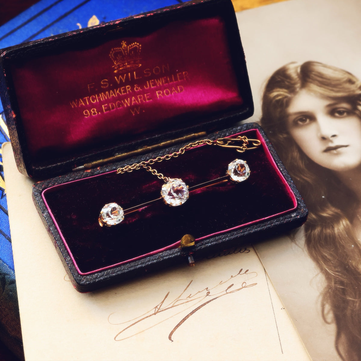 Antique Sparkle! Faceted Rock Crystal Bar Brooch