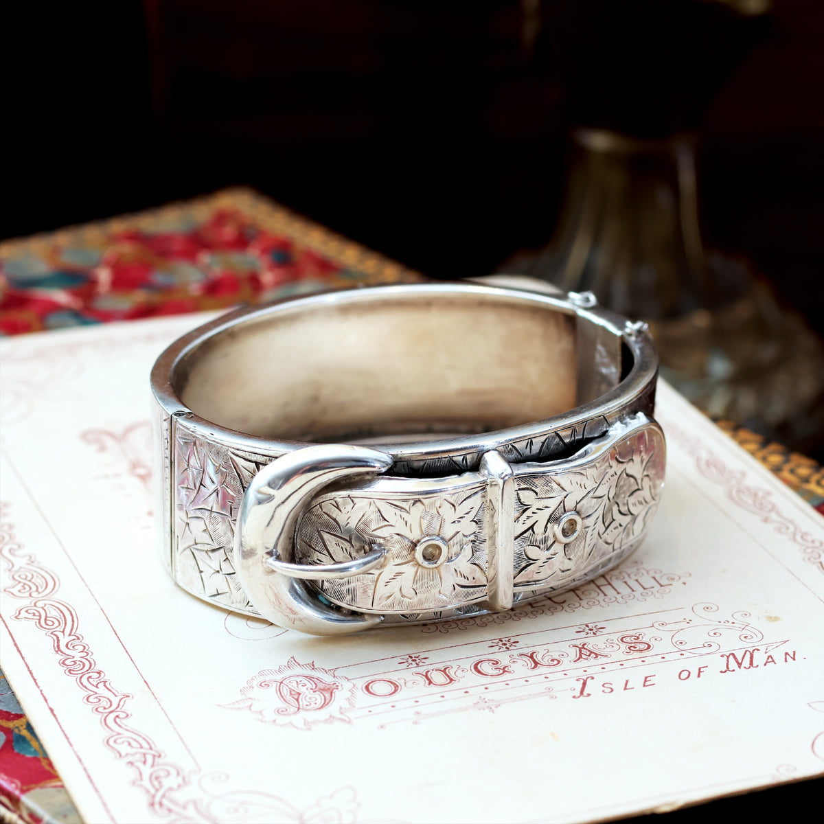 Antique Victorian Silver Buckle Bangle