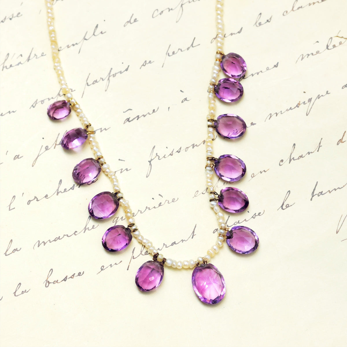 Victorian Amethyst & Seed Pearl Necklet