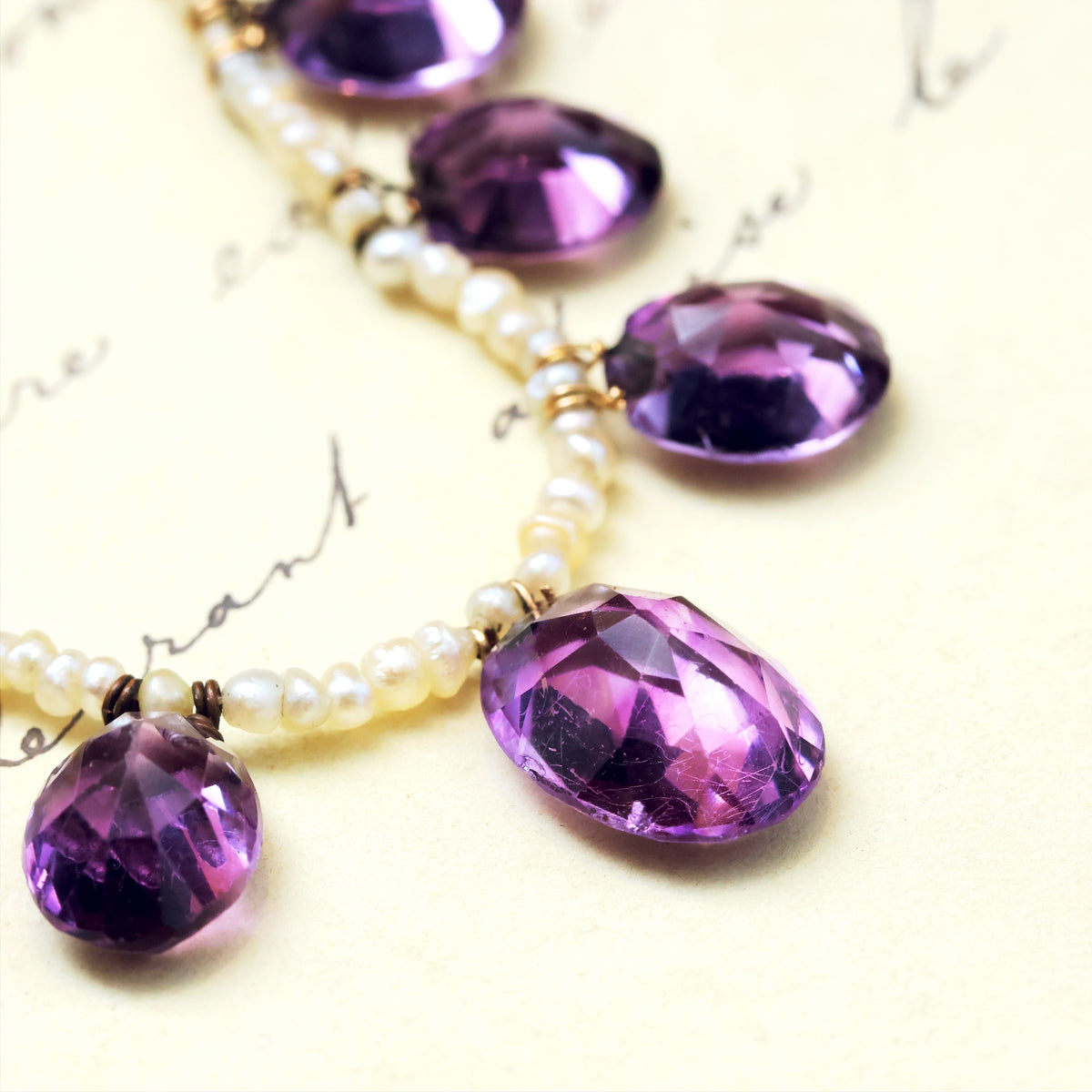 Victorian Amethyst & Seed Pearl Necklet
