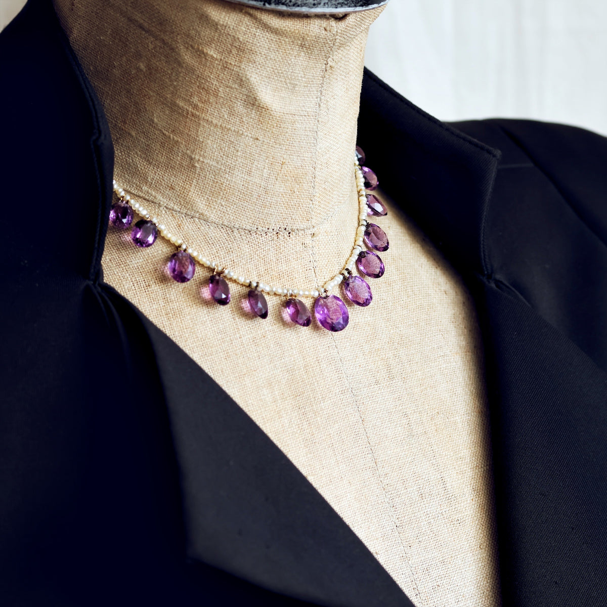 Victorian Amethyst & Seed Pearl Necklet