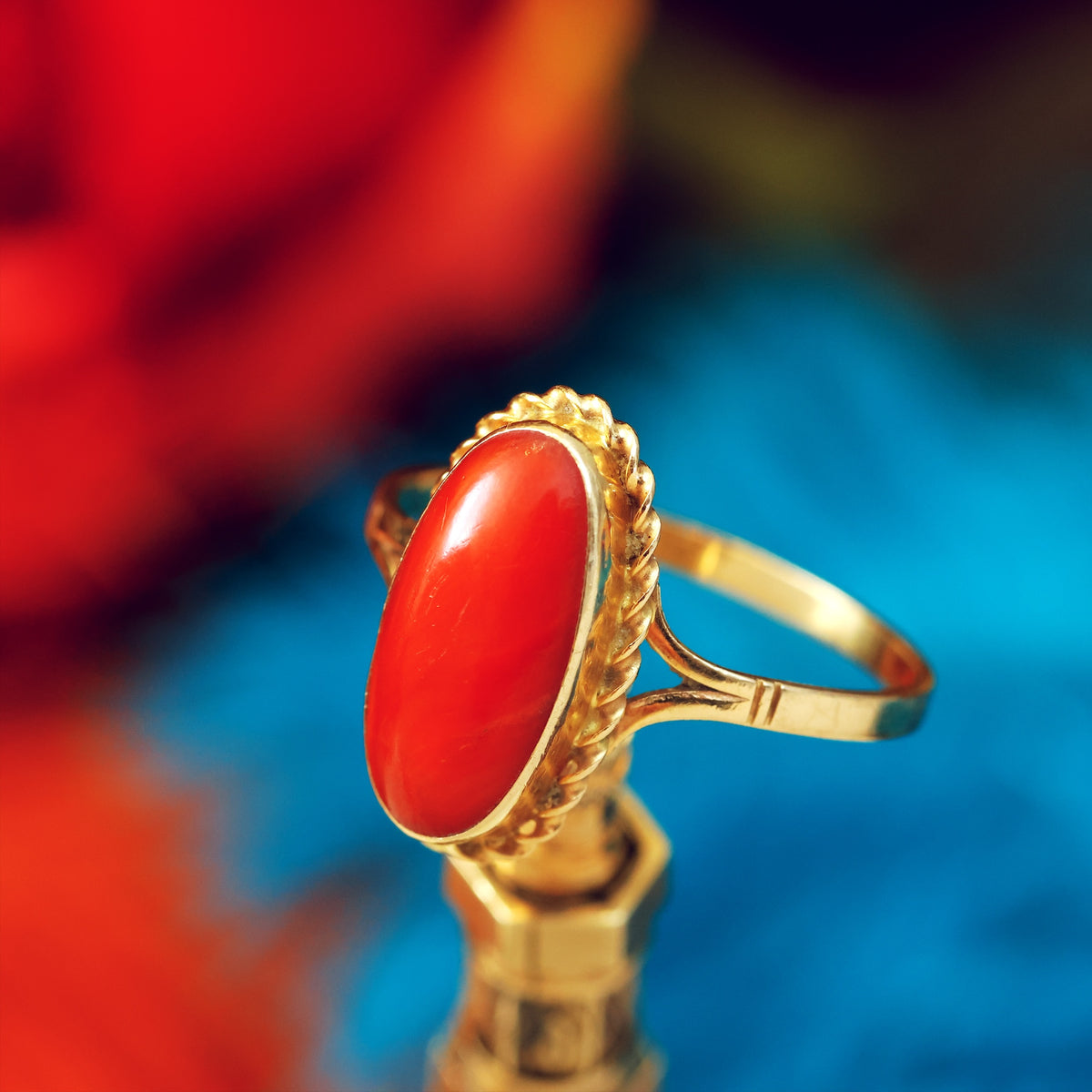 Vintage 14ct Gold Mediterranean Coral Ring