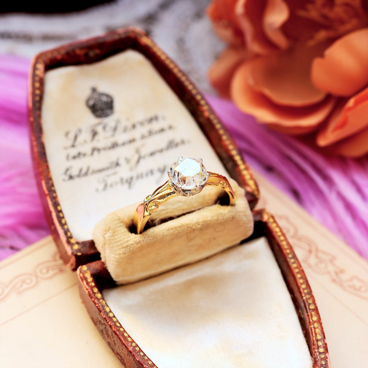 Awesome 1.35ct Mine Cut Diamond Engagement Ring