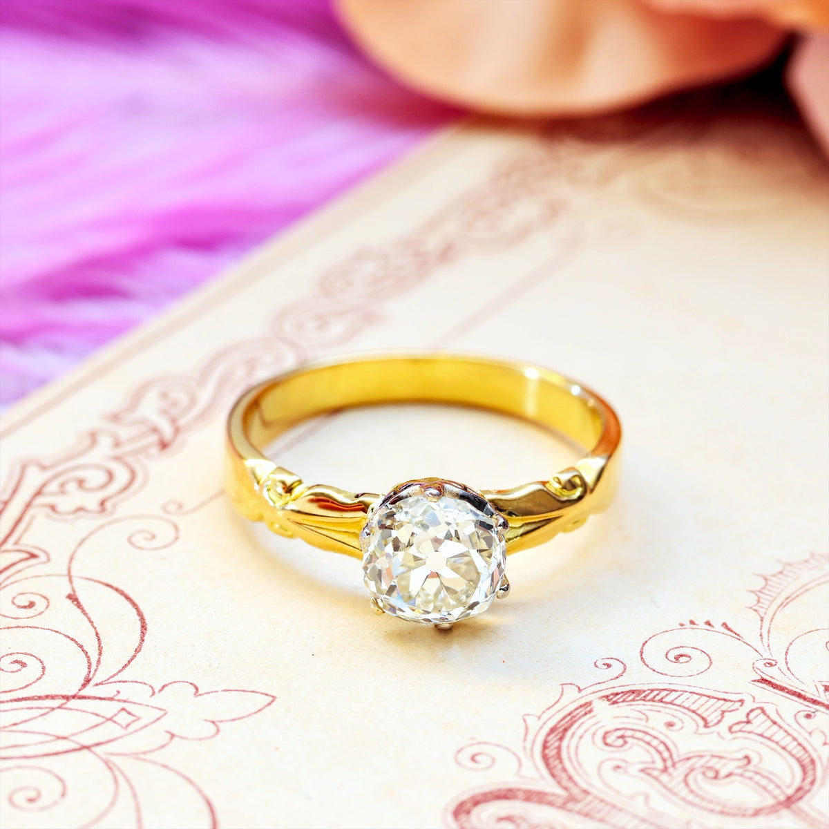 Awesome 1.35ct Mine Cut Diamond Engagement Ring