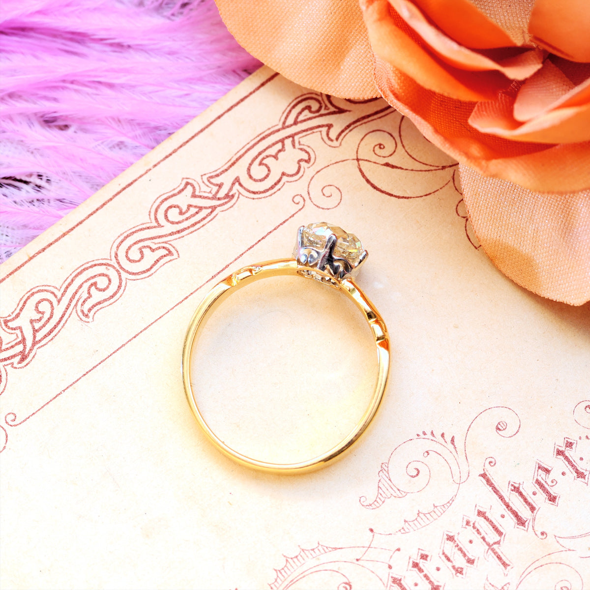 Awesome 1.35ct Mine Cut Diamond Engagement Ring