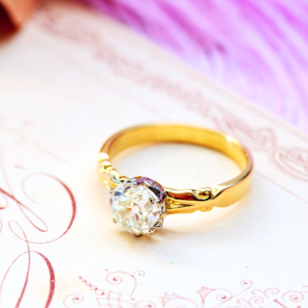 Awesome 1.35ct Mine Cut Diamond Engagement Ring