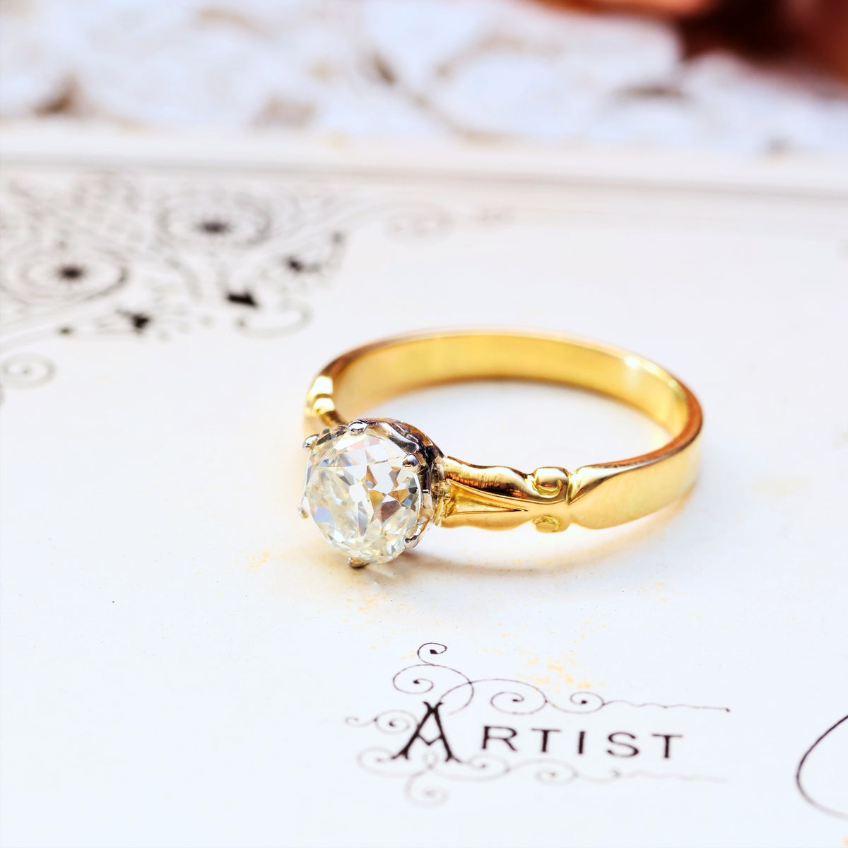 Awesome 1.35ct Mine Cut Diamond Engagement Ring