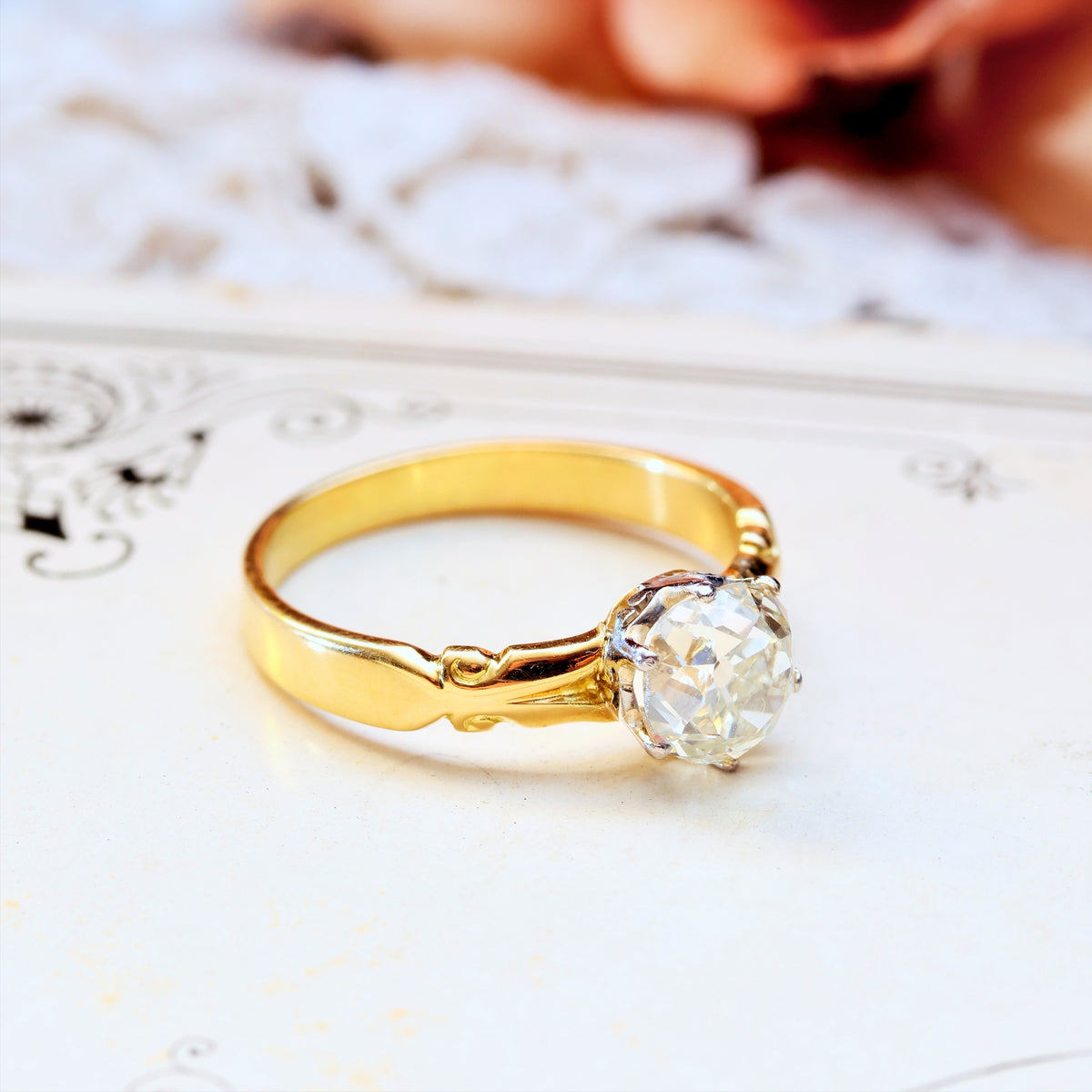 Awesome 1.35ct Mine Cut Diamond Engagement Ring