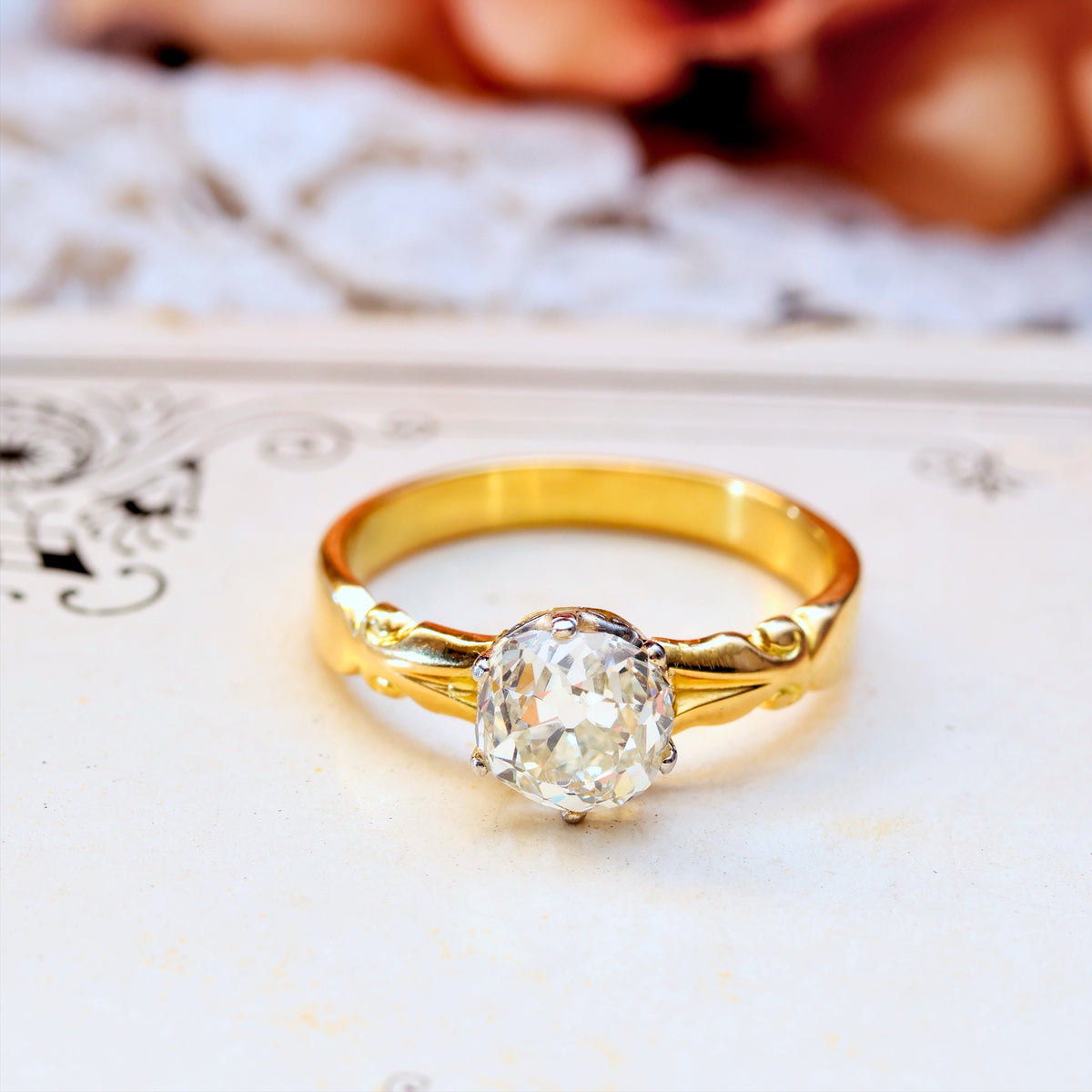 Awesome 1.35ct Mine Cut Diamond Engagement Ring