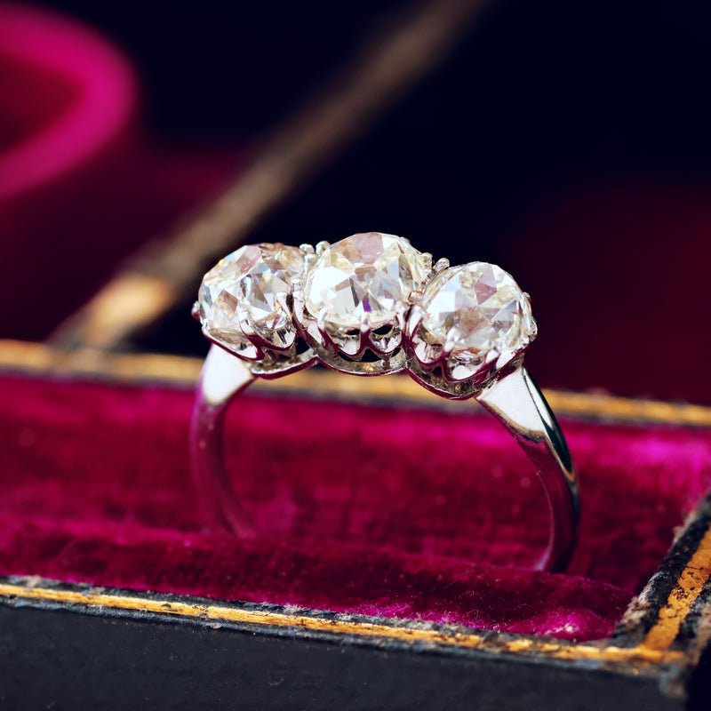 Vintage Hand Cut Diamond Trilogy Ring