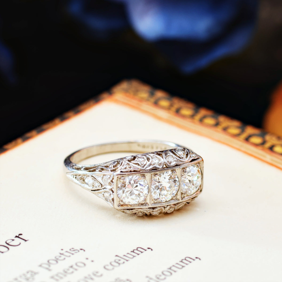 Original Vintage 1920's 1.50ct Birks Filigree Diamond Ring