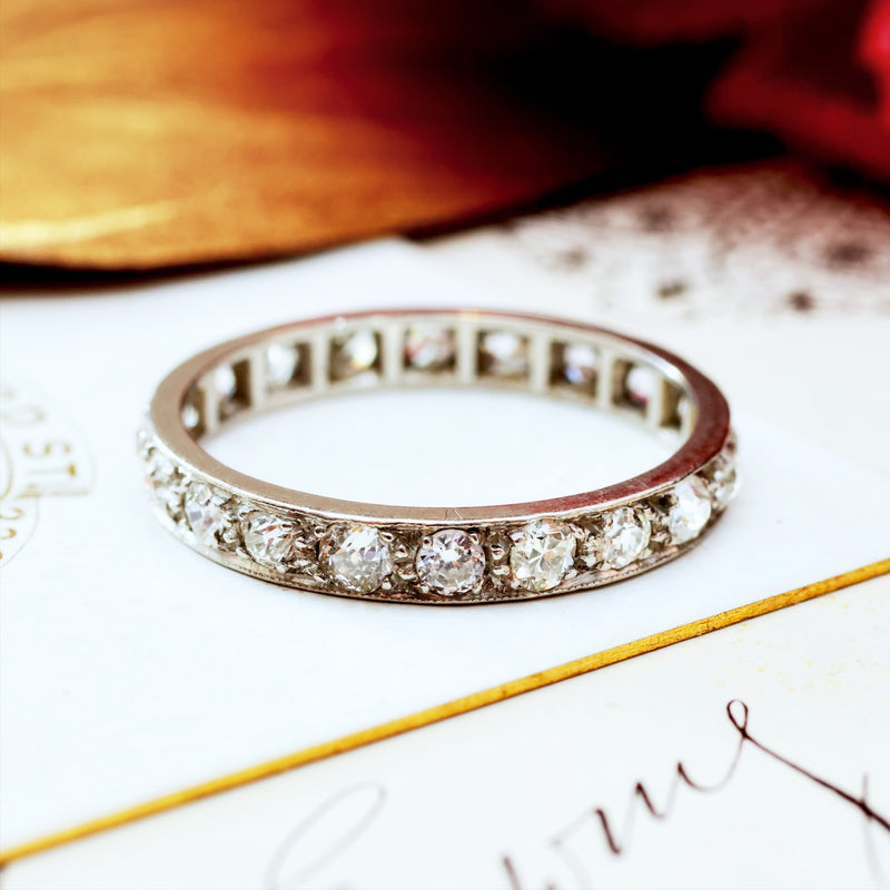 Platinum & Old Cut Diamond Eternity Ring