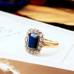 Magical Midnight Blue Sapphire & Diamond Cluster Ring