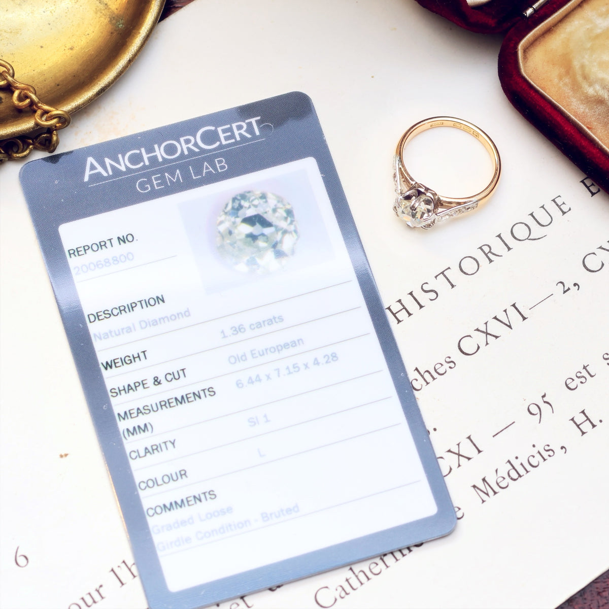 Dublin Date 1939 1.36ct European Cut Diamond Engagement Ring