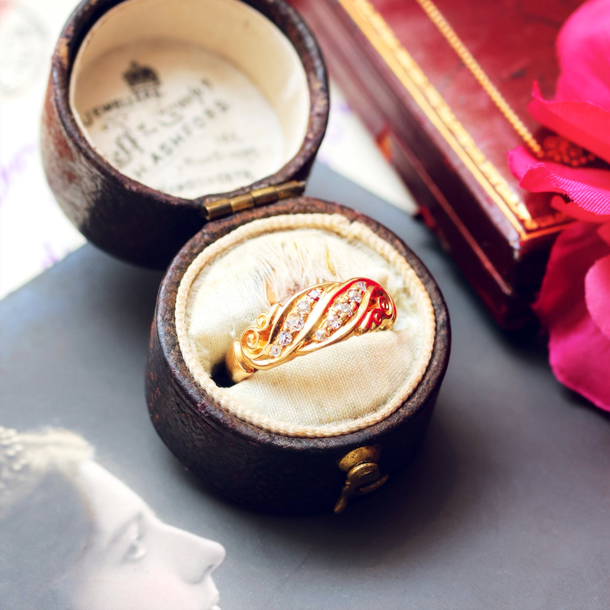 Antique Date 1908 Diamond Floralesque Band Ring